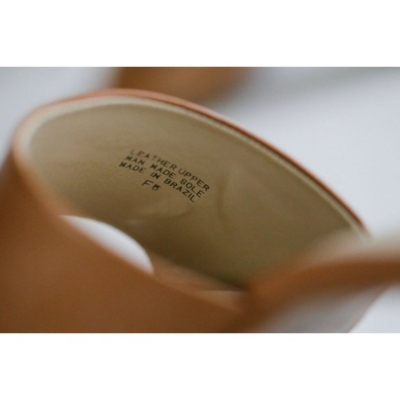 Brand NEW ALDO Vintage 90s Nude Camel Leather Square Open Toe Slides 7.5 - Picture 6 of 9